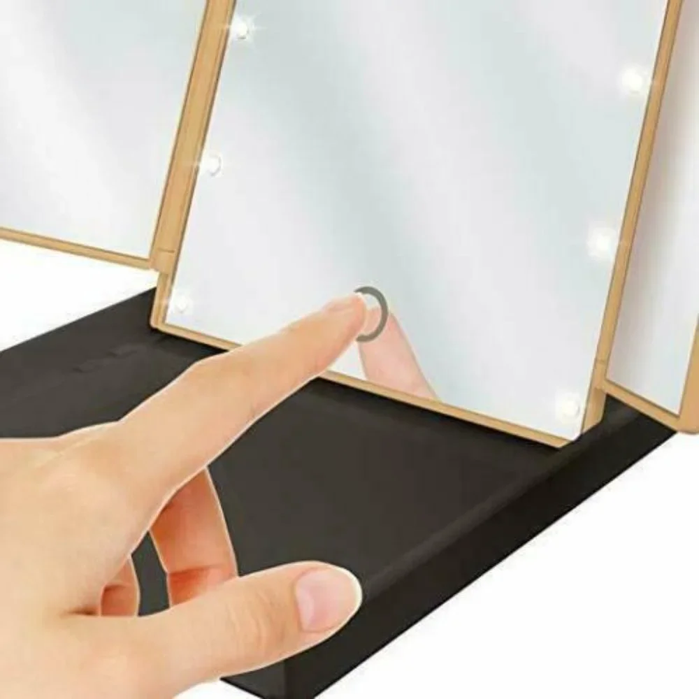 Sharper Image Bi-Fold LED Touch Compact Mirror with 5X Magnification